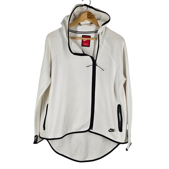 NIKE TECH CAPE HOODIE JACKET WOMAN'S SIZE LARGE, WHITE, OVERSIZED WINDRUNNER - Picture 1 of 16